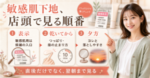 敏感肌の化粧下地をドラッグストアで選ぶ判断軸のイラスト