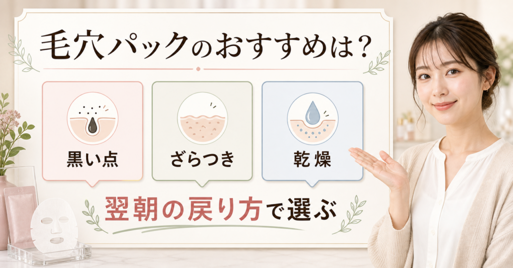 黒い点、ざらつき、乾燥に分けてフェイスパックを毛穴へ使う選び方