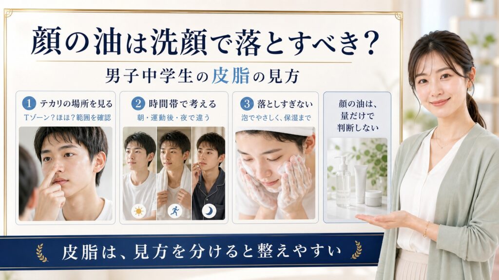 顔の油は洗顔で落とすべき？男子中学生の皮脂の見方｜Chocobra