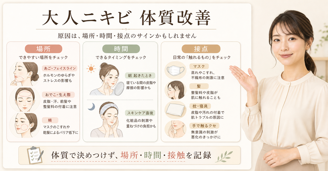 大人ニキビ 体質改善の判断ポイント