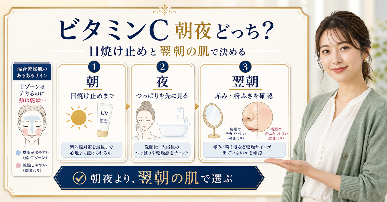 ビタミンc 朝夜 スキンケアの判断ポイント
