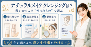 ナチュラルメイクのクレンジングを日焼け止め・目元・翌朝で判断するボード