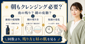 朝のクレンジングを夜の残り・朝の皮脂・昼前のつっぱりで判断するボード