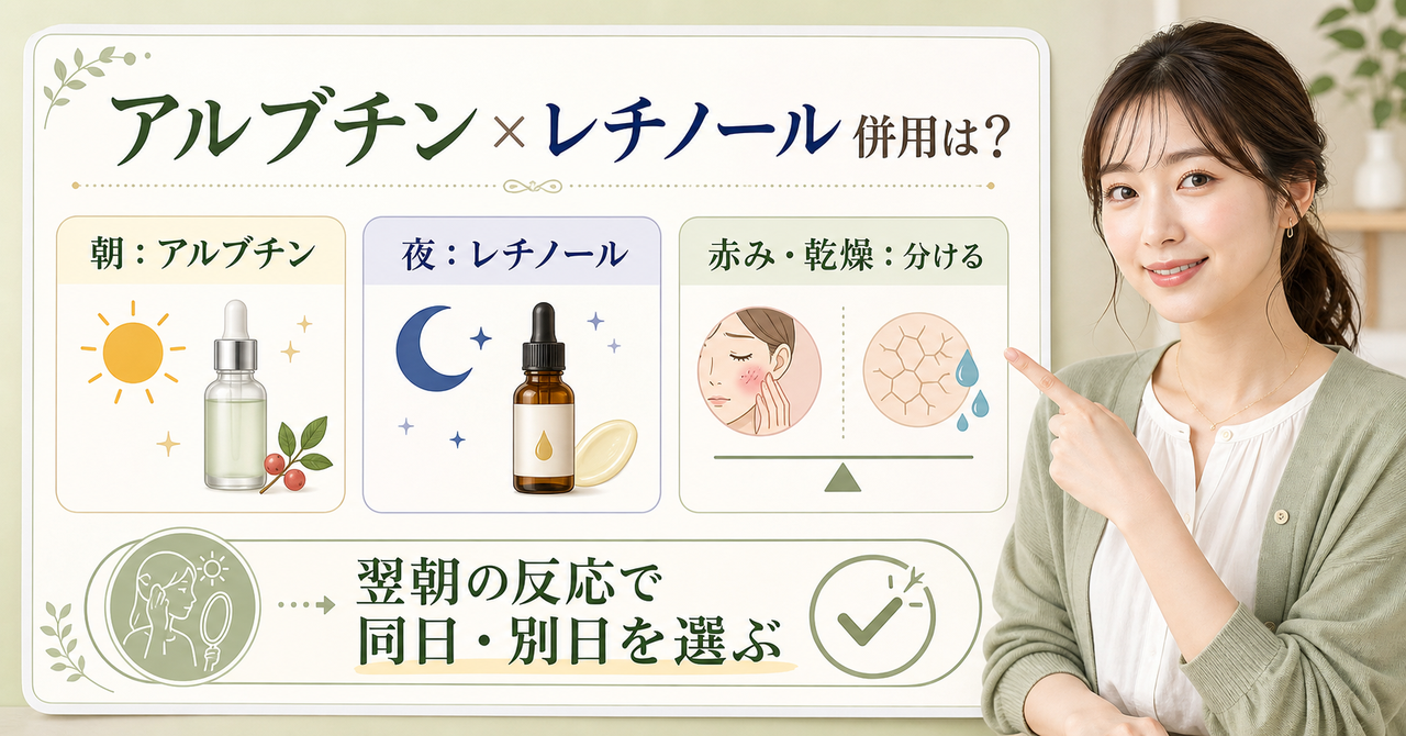 アルブチンとレチノールを朝夜と肌反応で同日・別日に分ける判断ボード
