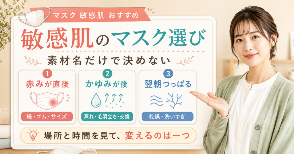 敏感肌のマスクを摩擦・蒸れ・乾燥・外した後の赤みで選ぶ判断ボード