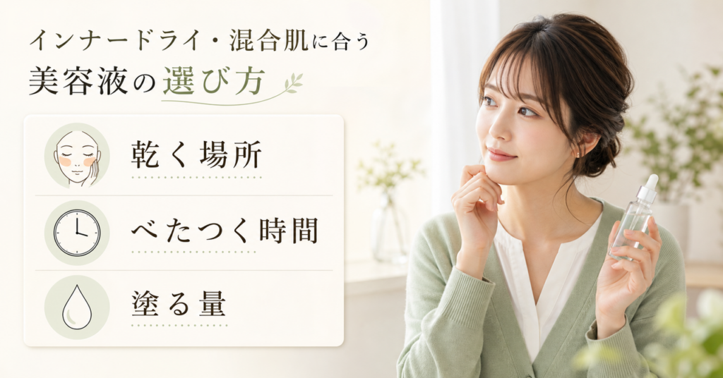 インナードライ肌の美容液を選ぶ考え方を示すアイキャッチ