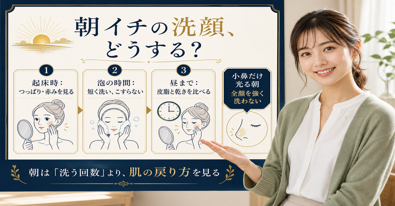 朝イチ洗顔を肌の状態から考えるアイキャッチ