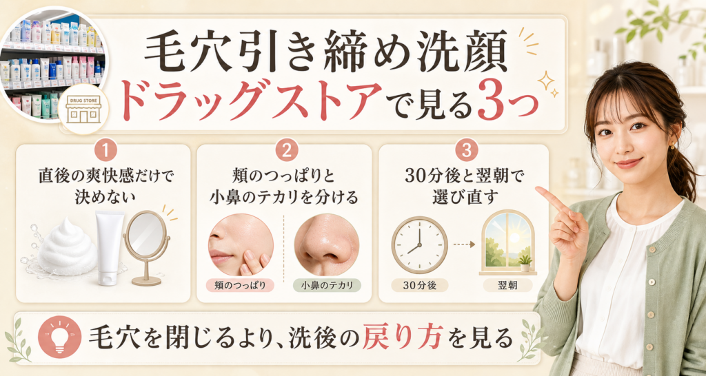 ドラッグストア洗顔を直後、30分後、翌朝で選ぶ美容ボード