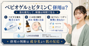 ベピオゲルとビタミンCを併用するときの判断を示す美容ボード