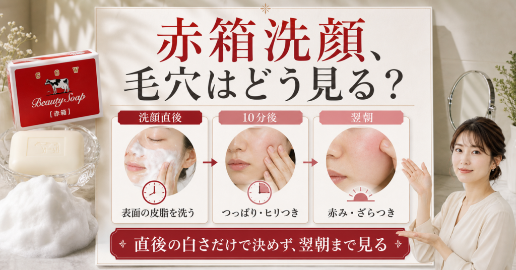 牛乳石鹸赤箱を洗顔に使うときの判断を示す美容ボード