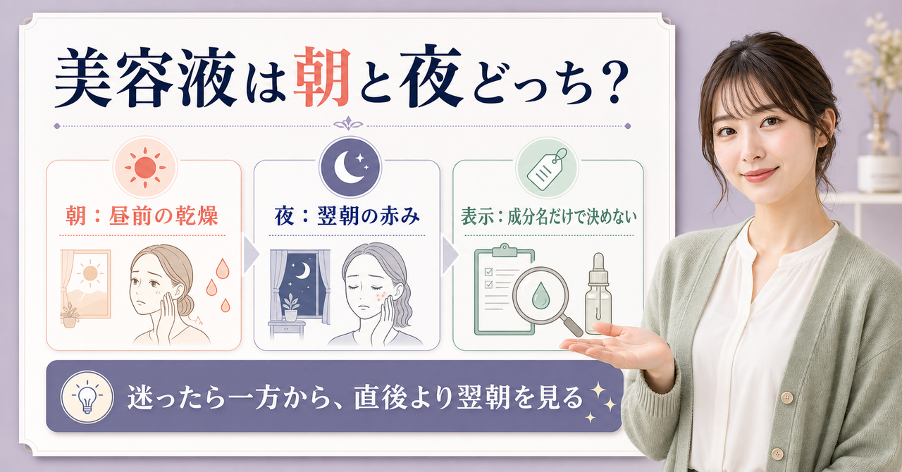美容液を朝と夜の観察時間で選ぶ美容ボード