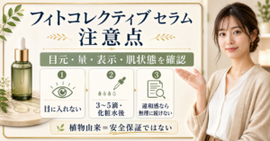 フィトコレクティブ セラムの注意点を示すイメージ