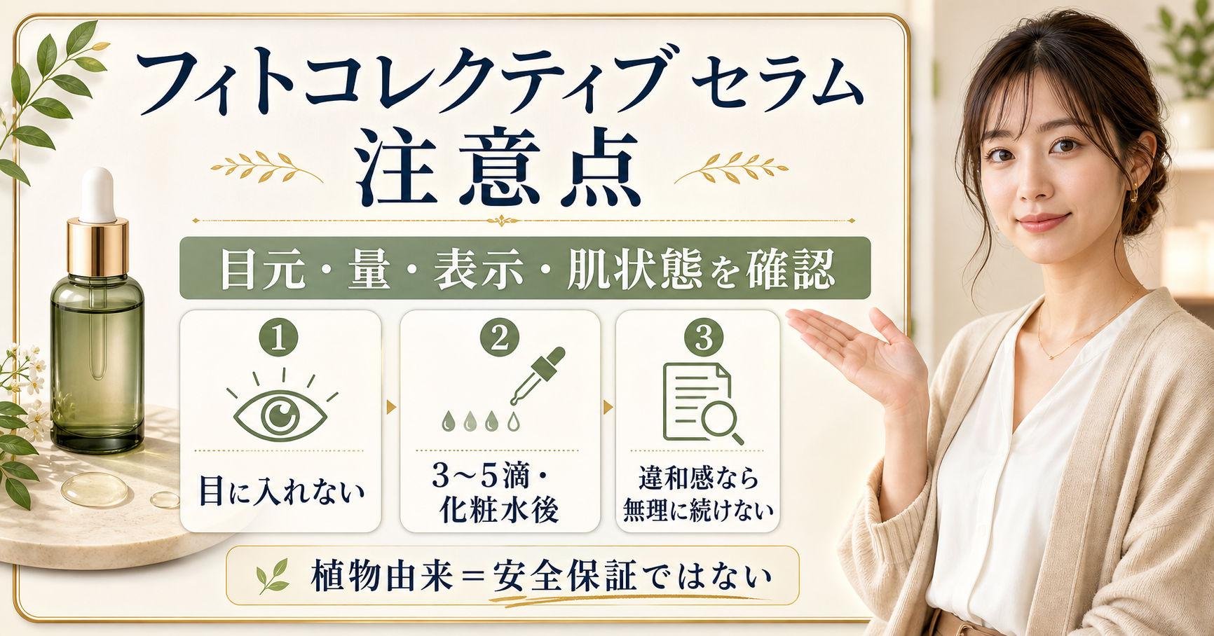 フィトコレクティブ セラムの注意点を示すイメージ