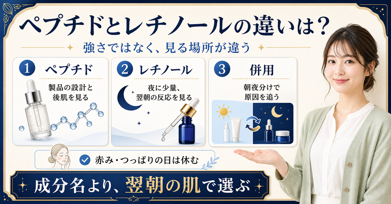 ペプチド レチノール 違いはどう考える?毛穴・皮脂・肌質の視点で整理???????