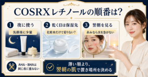 コスアールエックスのレチノールを使う順番のイメージ