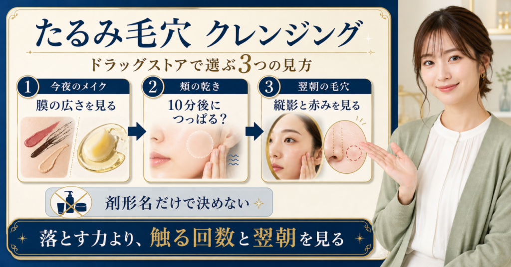 たるみ毛穴クレンジングをドラッグストアで選ぶ判断ボード