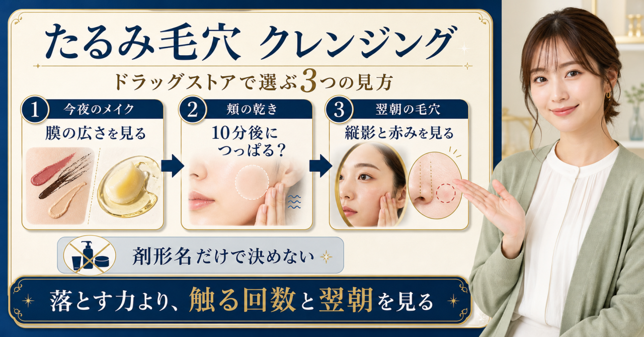 たるみ毛穴クレンジングをドラッグストアで選ぶ判断ボード