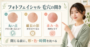 フォトフェイシャルを毛穴の開きの形と色で考えるアイキャッチ