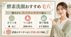 酵素洗顔を毛穴の状態と翌朝の肌で選ぶアイキャッチ