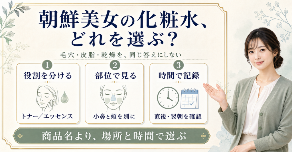 朝鮮美女の化粧水を選ぶ基準を確認するアイキャッチ