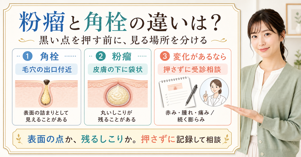 粉瘤と角栓の違いを確認するアイキャッチ