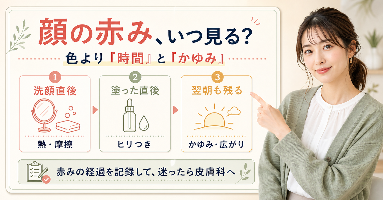 アトピー性皮膚炎の顔の赤みを時間と症状で確認するポイント