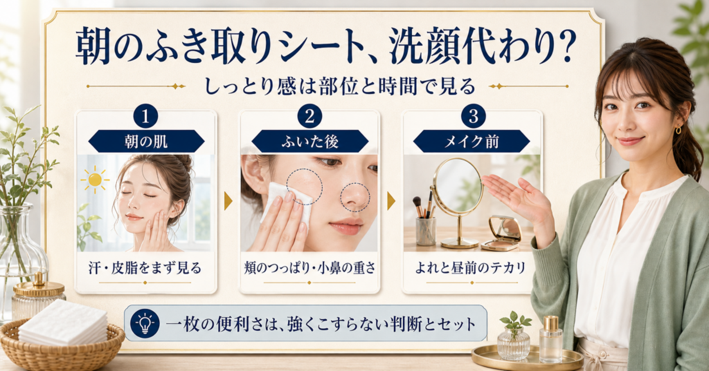 ズボラボ朝用ふき取り化粧水シートしっとりタイプを朝の肌状態で使い分ける判断ボード