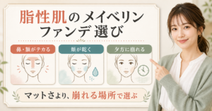 メイベリンのファンデーションを脂性肌の鼻・頬・時間変化で選ぶ判断ボード