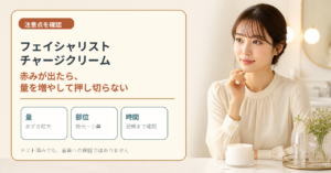 チャージクリームの赤み・量・部位・時間の注意点