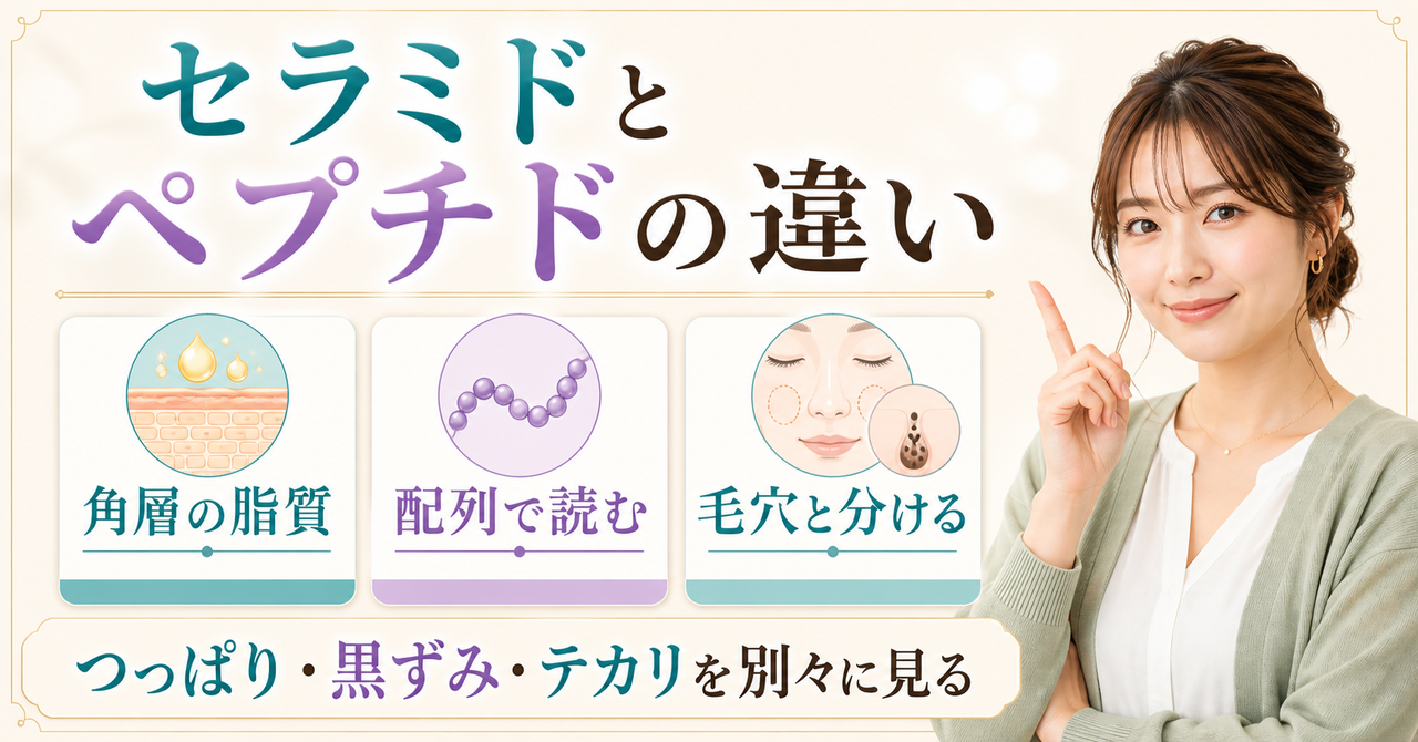 セラミドとペプチドの違いを乾燥・ハリ・毛穴の見え方から選ぶ方法