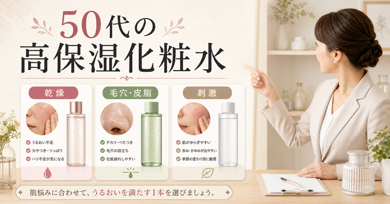 50代の高保湿化粧水を乾燥・毛穴・刺激で選ぶ
