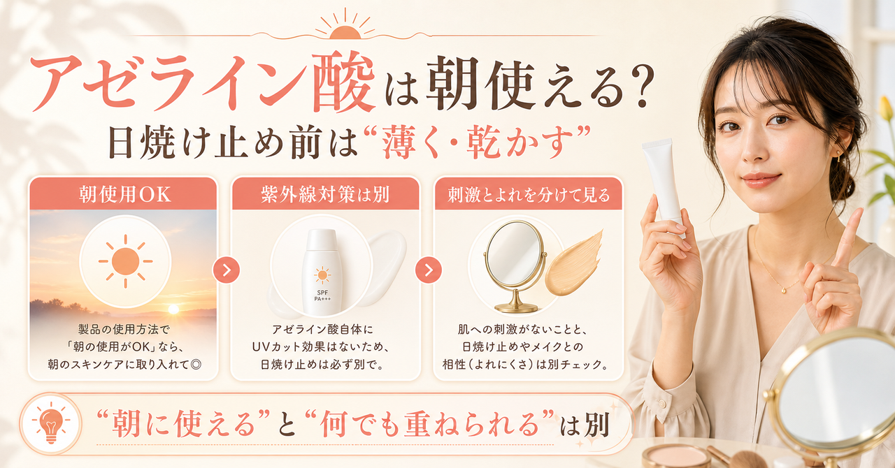 アゼライン酸を朝使うときの日焼け止め・メイク・刺激の確認
