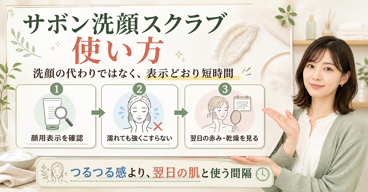 サボン洗顔スクラブを表示と翌日の肌で判断する