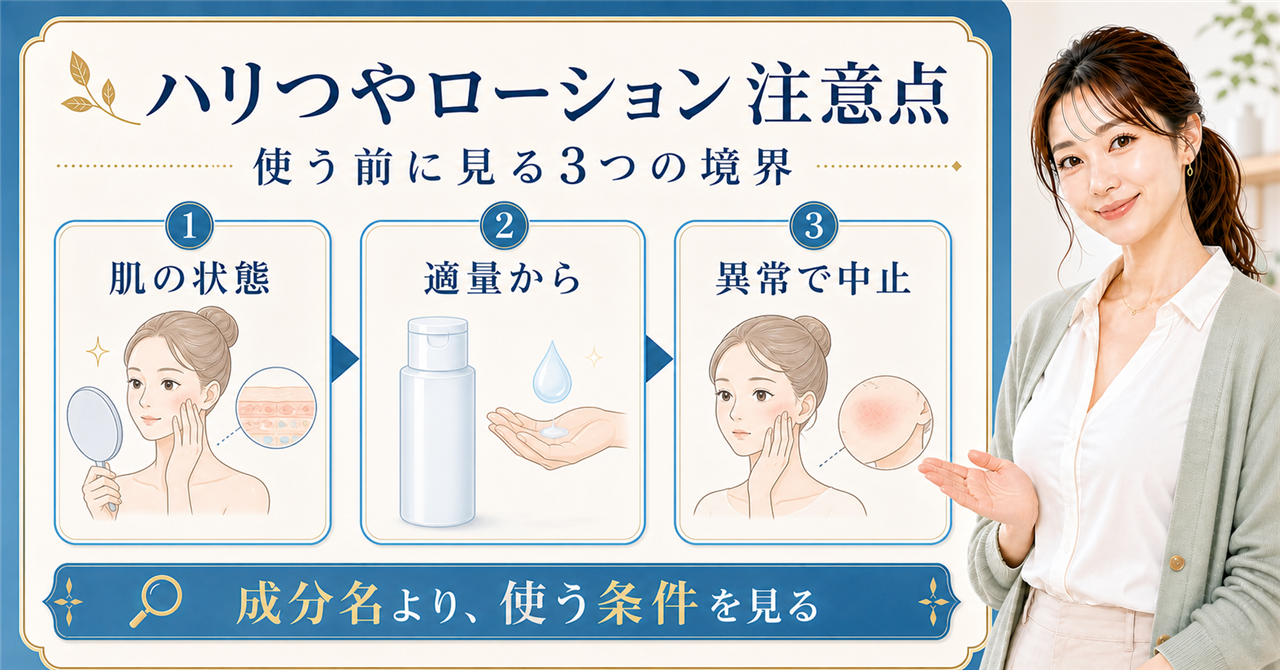 ハリつやローションの注意点を整理した美容ボード