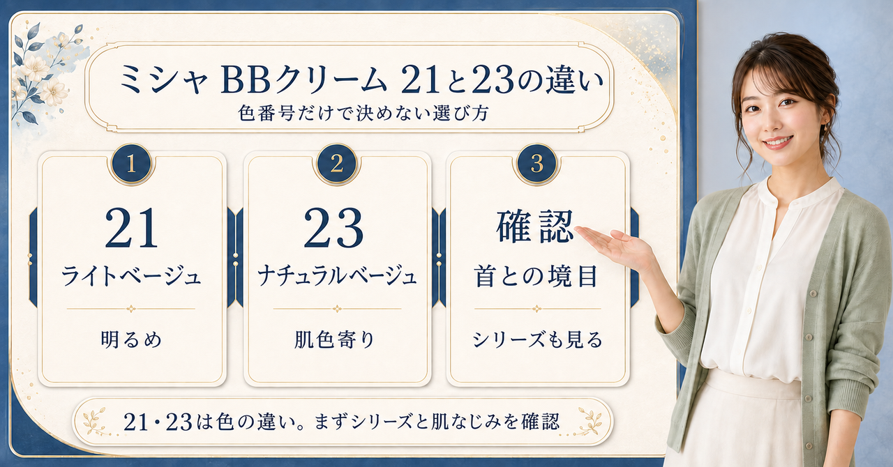 ミシャBBクリーム21と23の違いを整理した美容ボード