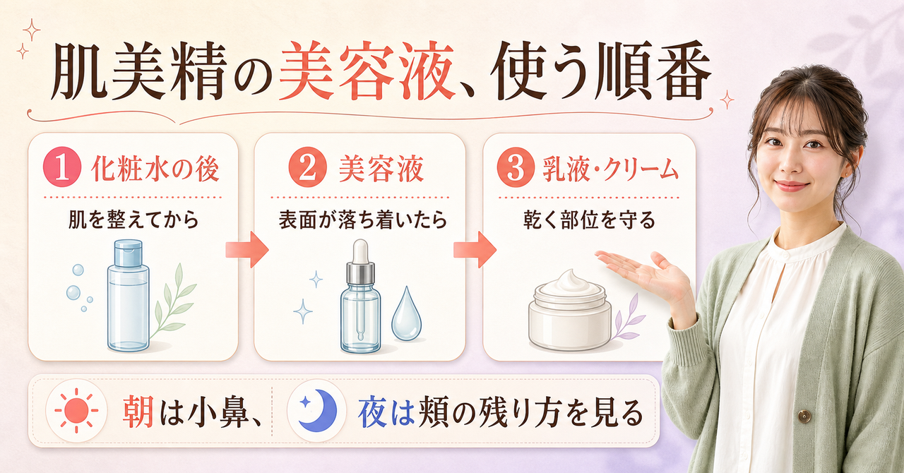 肌美精 美容液 順番の判断ポイントを整理した美容ボード