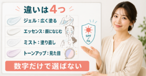 スキンアクアの日焼け止めをジェル・エッセンス・ミスト・トーンアップで比較する相談ボード