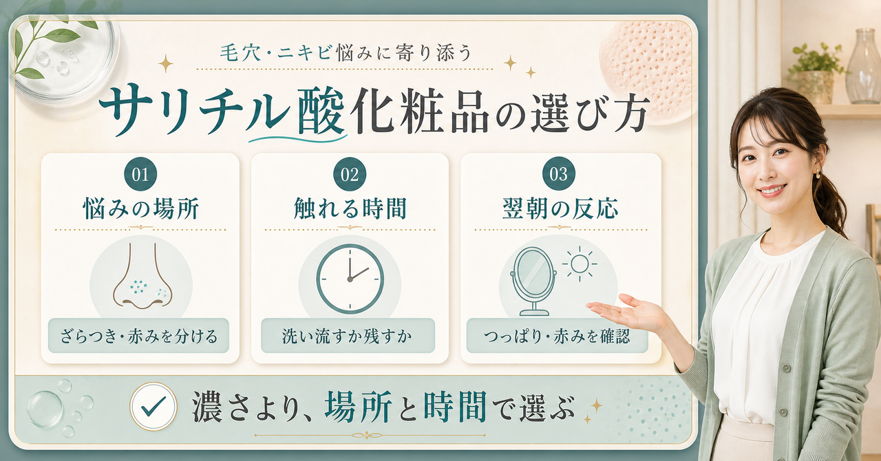 サリチル酸化粧品を悩みの場所・接触時間・翌朝の反応で選ぶ相談ボード