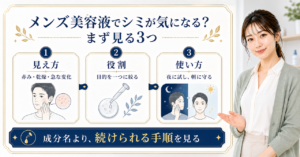 赤みや乾燥や急な変化を分けてメンズ美容液を選ぶ比較ボード