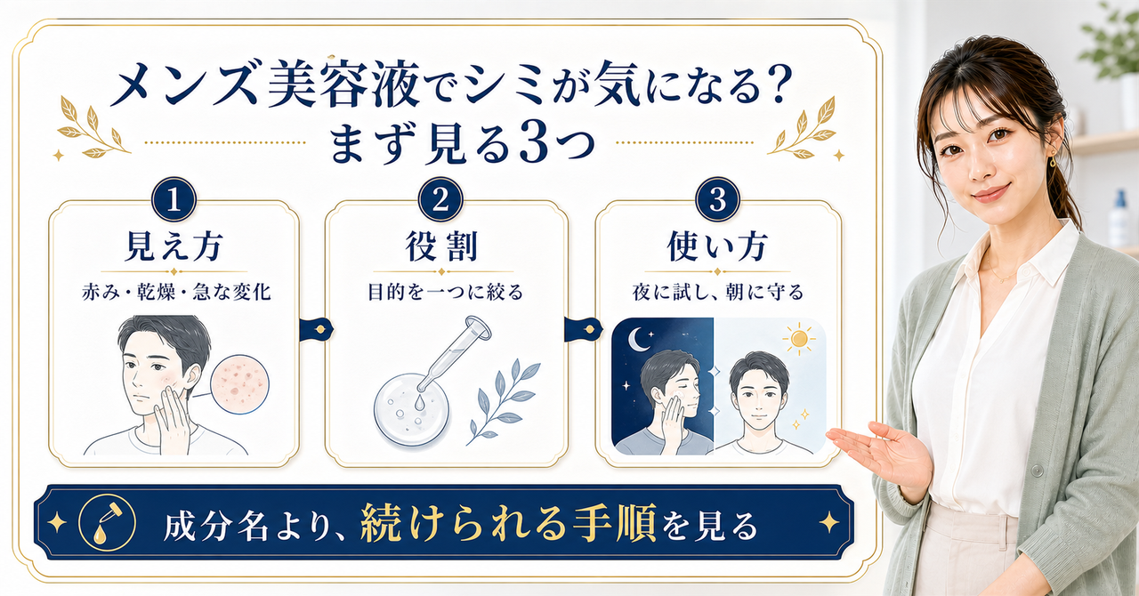 赤みや乾燥や急な変化を分けてメンズ美容液を選ぶ比較ボード