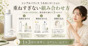 うるおいローションと保湿アイテムの併用判断を示す図