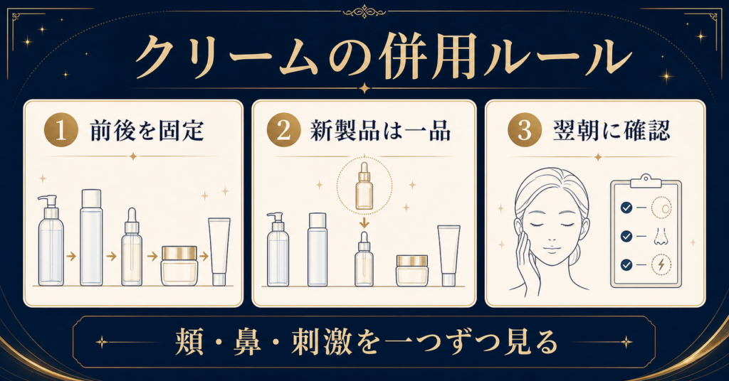 前後を固定し、新製品は一品ずつ追加して翌朝確認する併用ルール