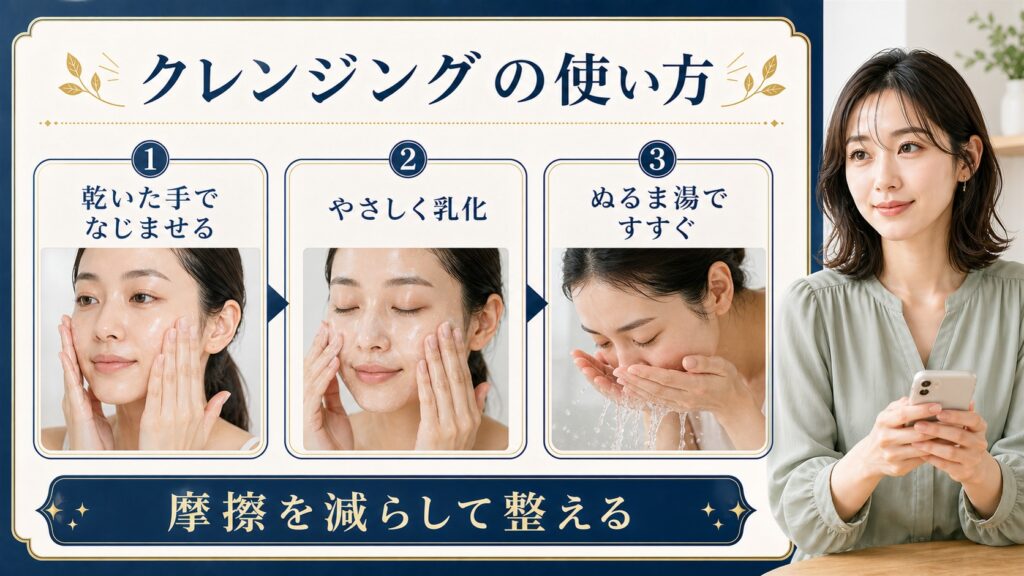 クレンジングの使い方を示すBeauty Board