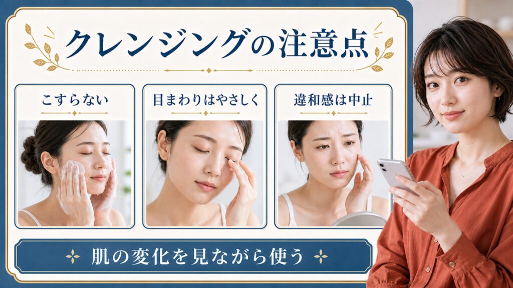クレンジングの注意点を示すBeauty Board