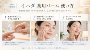 イハダ薬用バームの使い方を解説するビューティーボード