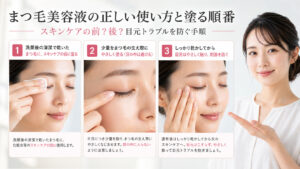 まつ毛美容液を塗る順番と目元トラブルを防ぐ使い方を3ステップで示す美容ボード