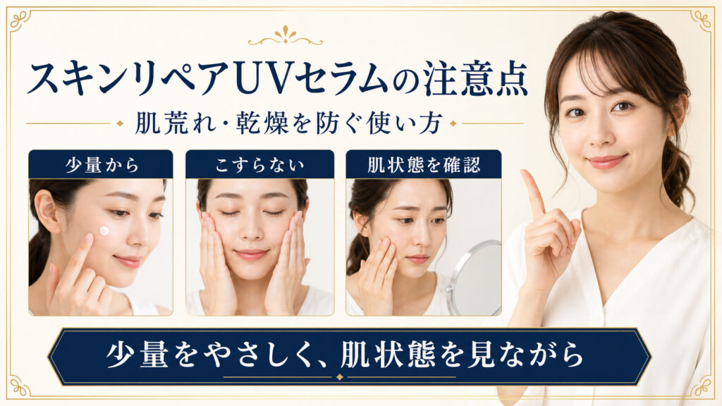 キュレル スキンリペアUVセラムの注意点と肌荒れ・乾燥を防ぐ使い方を示すBeauty Board