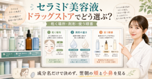 ドラッグストアのセラミド美容液を乾燥部位と使う順番で選ぶアイキャッチ