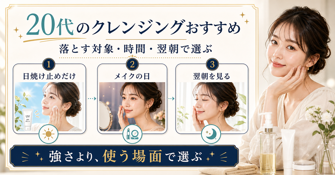 20代がクレンジングを選ぶ視点を示すイメージ