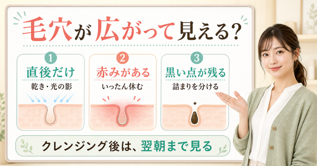 ファンケルクレンジングで毛穴が広がる？乳化と小鼻の見方を示すアイキャッチ
